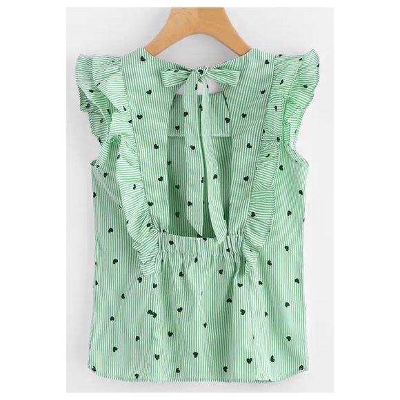 ➕ RESTOCKED Hearts & Stripes Flutter Sleeve Top - Picture 2 of 6